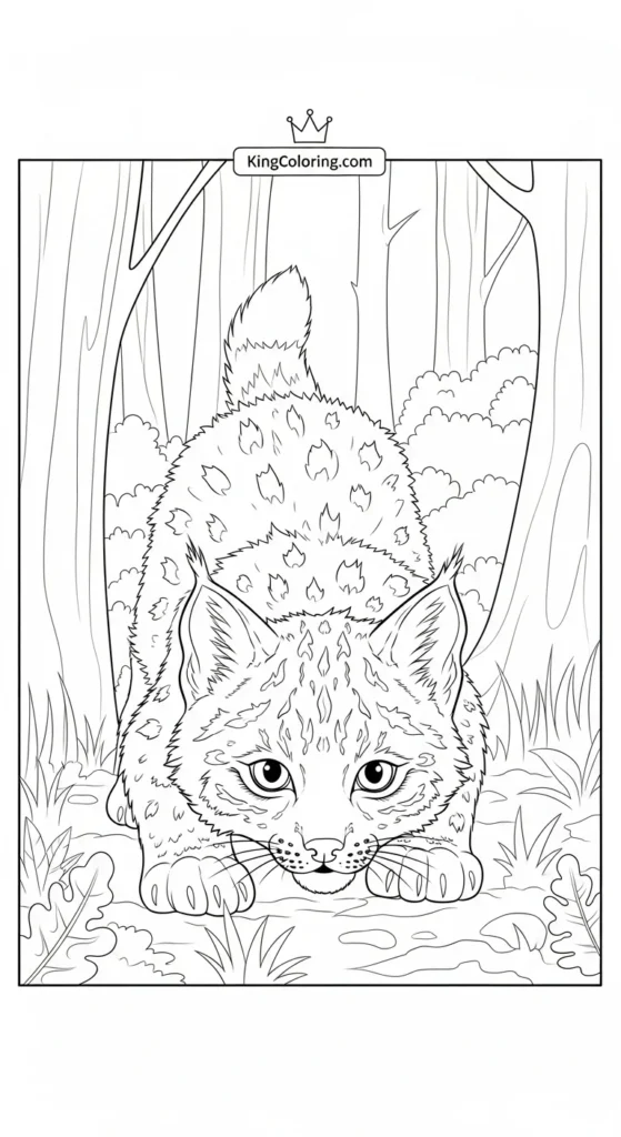 Baby Lynx exploring forest floor