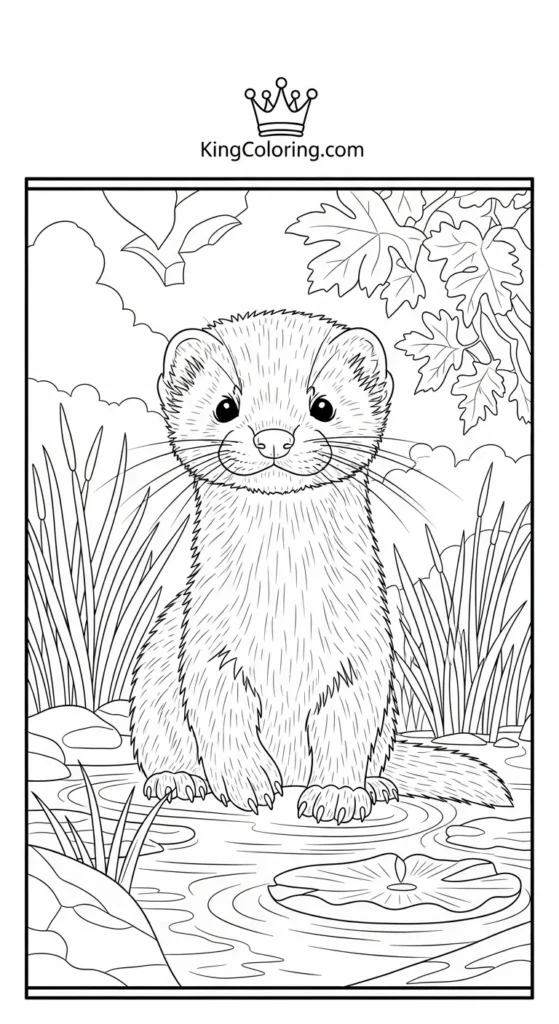 Baby Mink Exploring Wetland