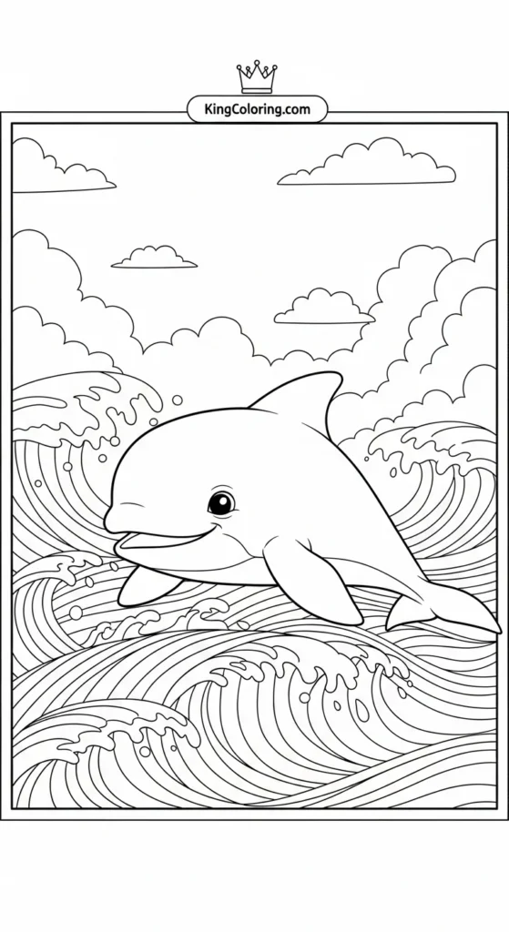 Baby Porpoise Exploring Waves coloring sheets