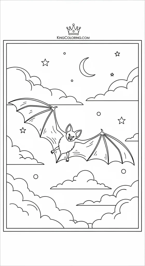 Bat Flying Through Night Sky