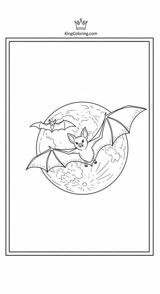 Bat coloring page Flying Across Full Moon