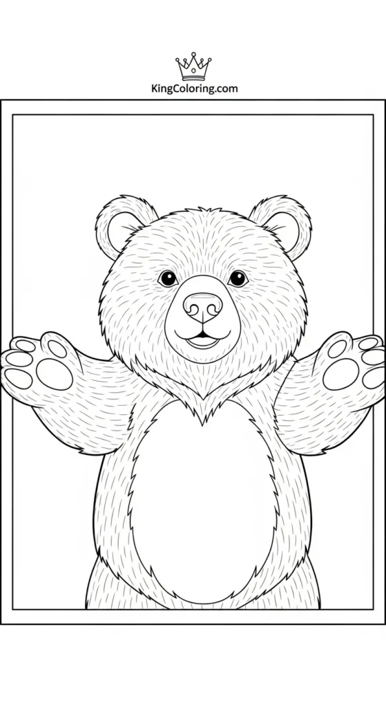 Bear coloring pages depicting a bear with open arms