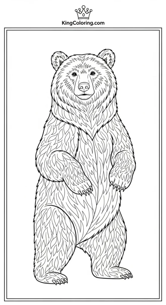 Bear coloring pages illustrating a bear standing on its hind legs
