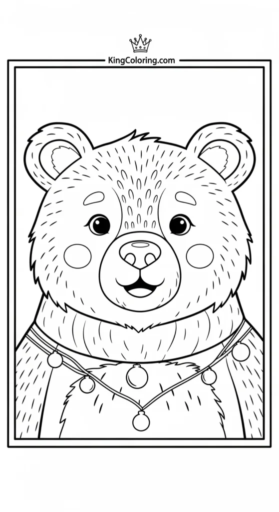 Bear coloring pages showing a bear with a playful expression
