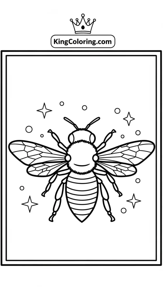Bees coloring pages featuring a single bee facing forward