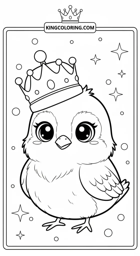 Bird coloring pages featuring a baby bird with big eyes