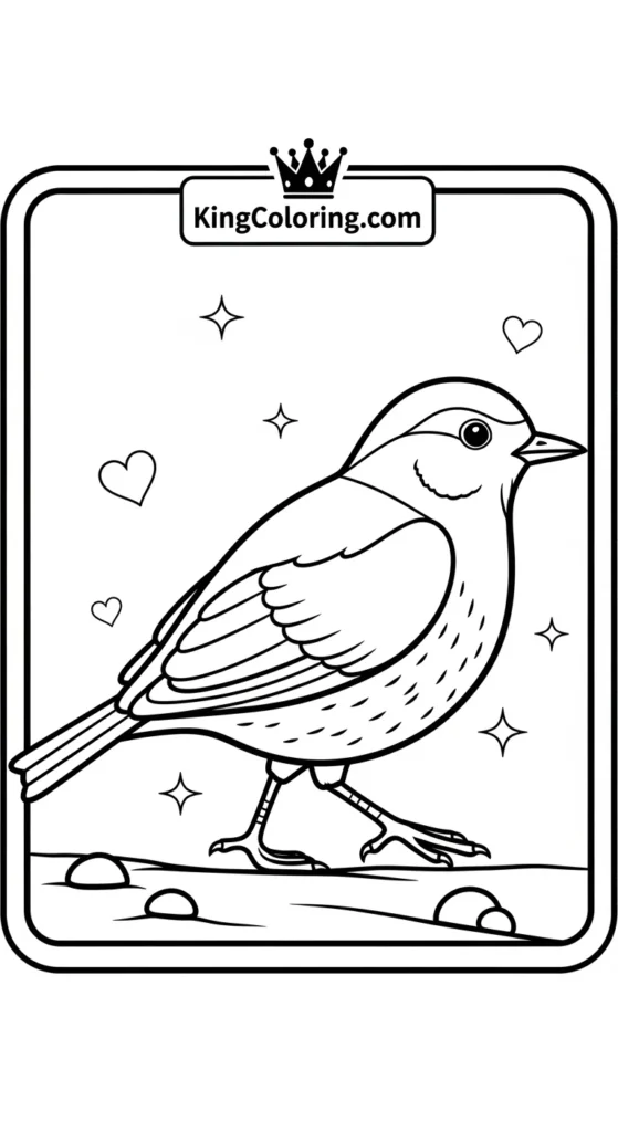 Bird coloring pages showing a bird walking slowly on the ground