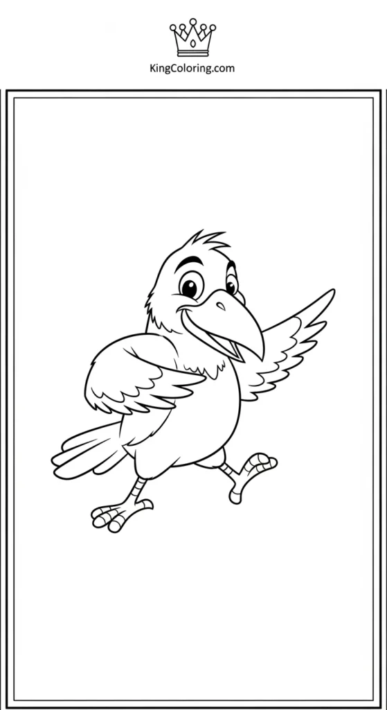 Cartoon Crow Dancing Coloring Page For Kid