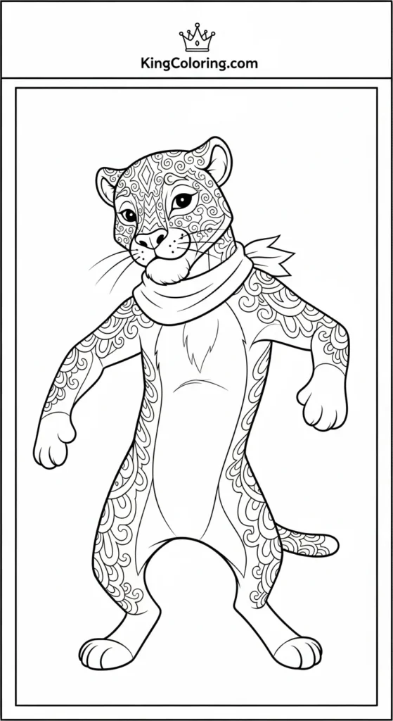 Cartoon Jaguar Dancing Coloring Sheet