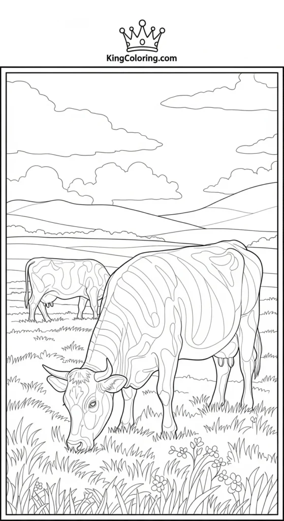 Cattle Grazing On Green Pasture