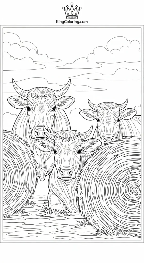 Cattle Hiding Behind Hay Bales