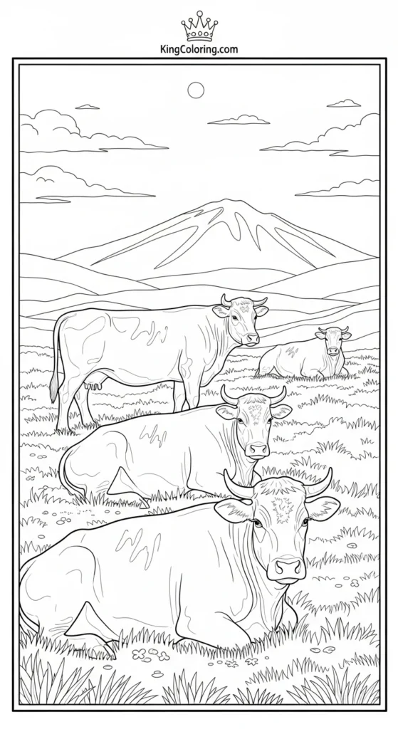 Cattle Lying On Sunny Hill