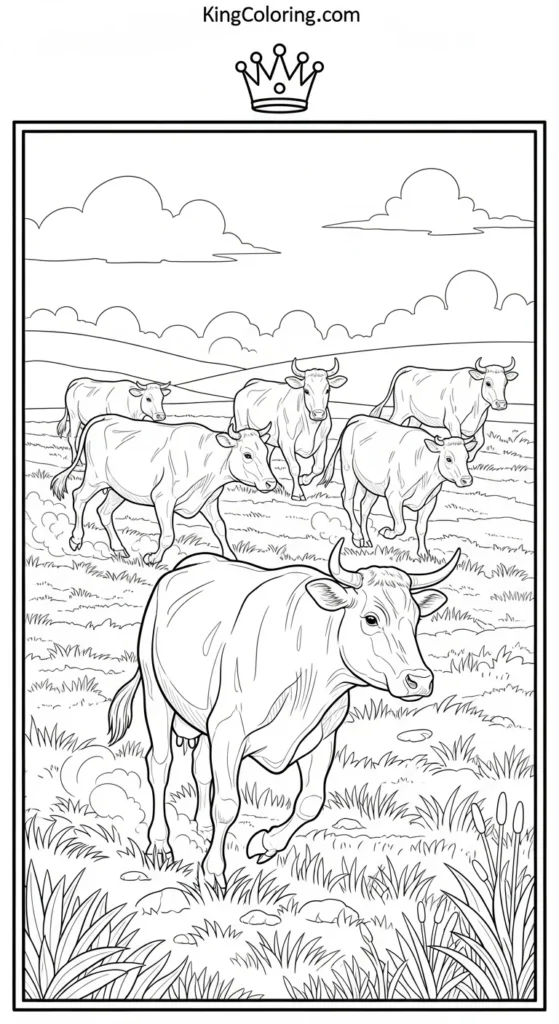 Cattle Sprinting Across Open Pasture