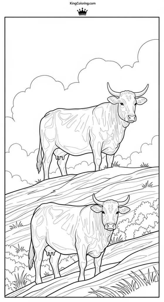 Cattle Standing On Hilltop