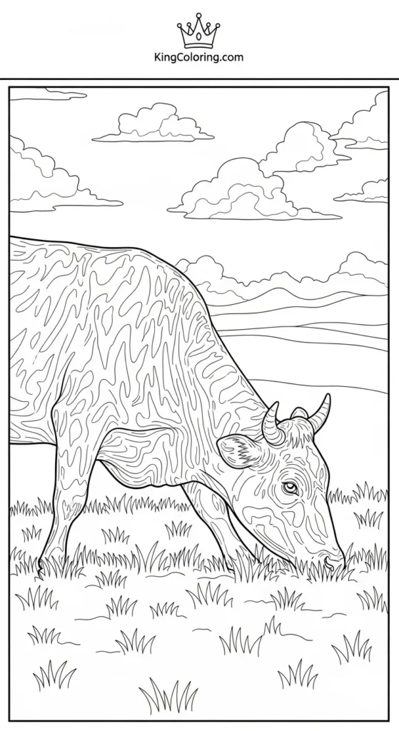 Cattle Stretching Neck To Graze