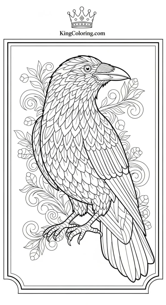 Crow Printable Coloring Page With Clean Lines