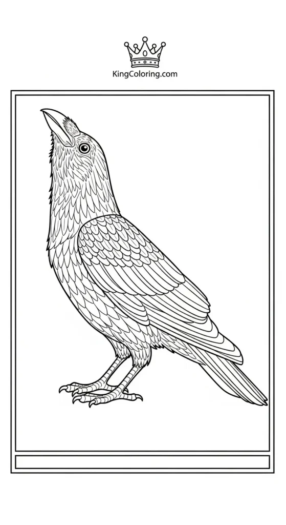 Crow Stretching Neck Forward Coloring Sheet