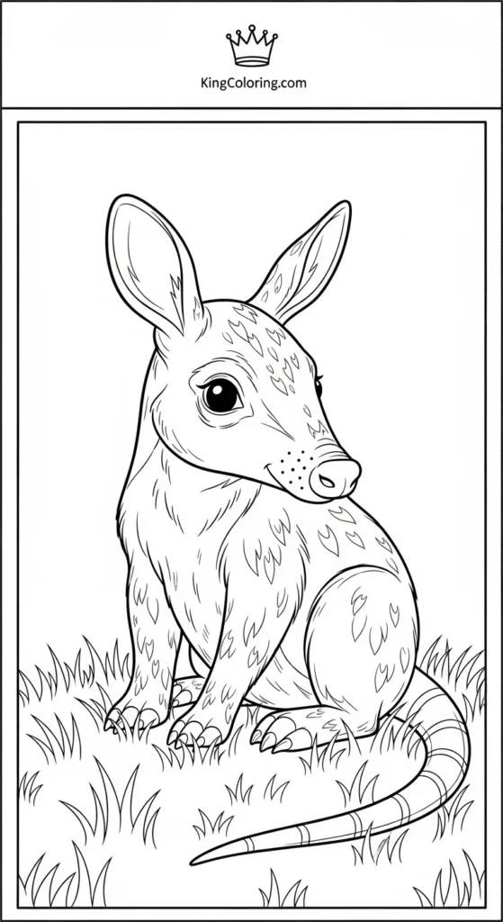 Cute Aardvark Sitting On Grass