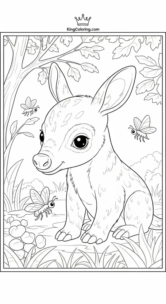 Cute Baby Aardvark Watching Insects