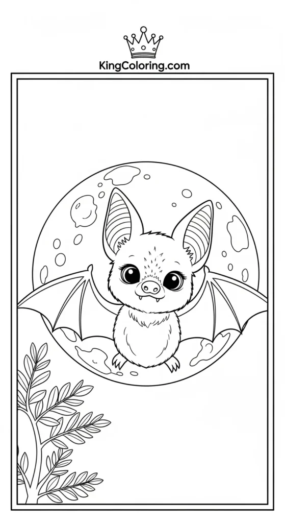 Cute Baby Bat Watching Moon