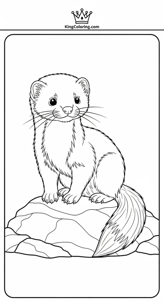 Cute Mink Sitting On Rock