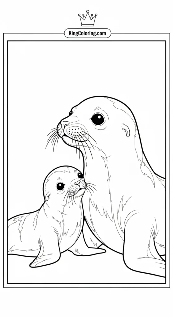 Cute Sea Lion Pup Watching Parent