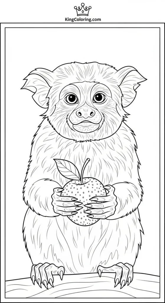 Cute Tamarin Holding Fruit