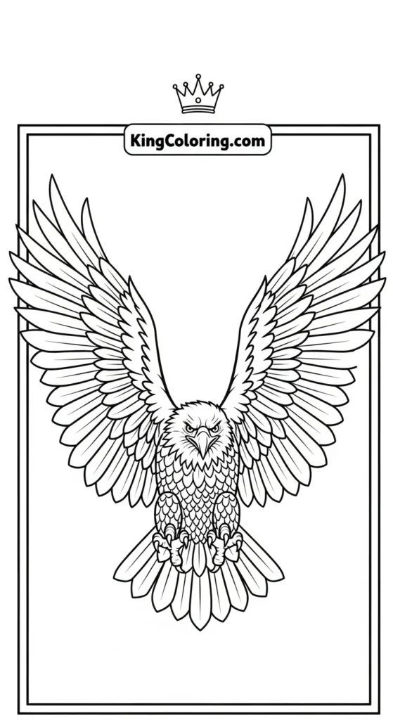 Eagle coloring pages showing a majestic eagle centered on the page