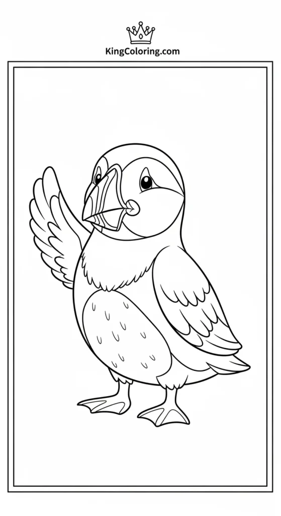 Friendly Puffin Waving Wing colring pages