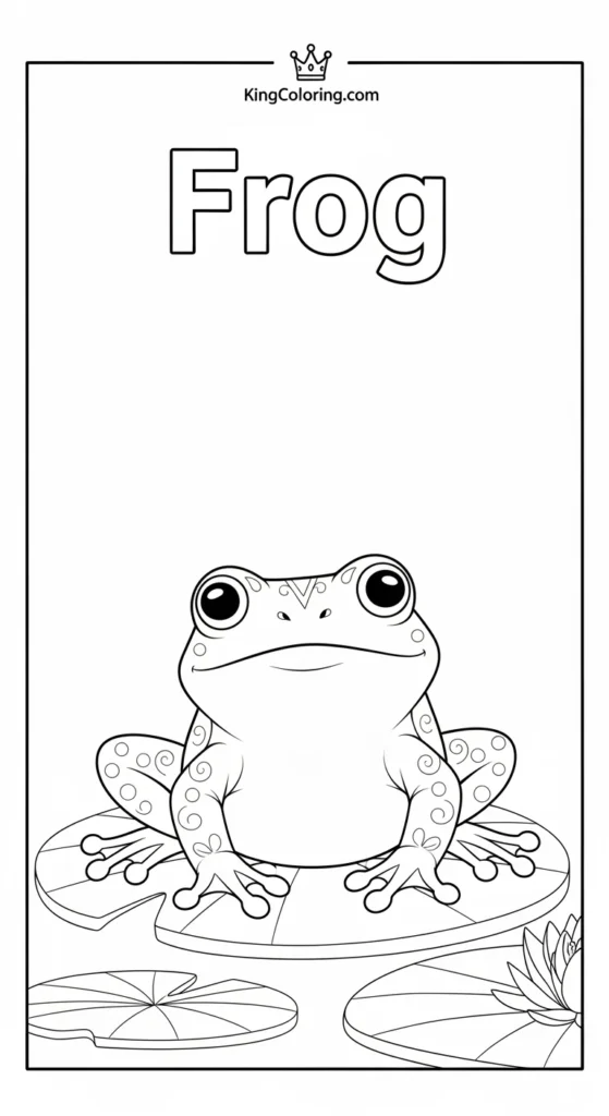 Frog coloring pages illustrating a frog sitting on a lily pad