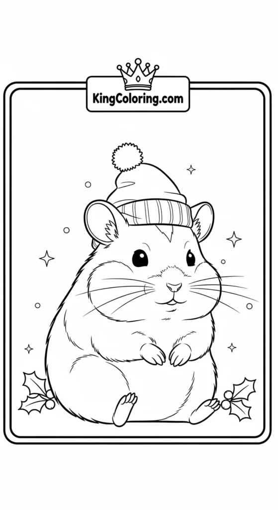 Hamster coloring pages featuring a small cute hamster