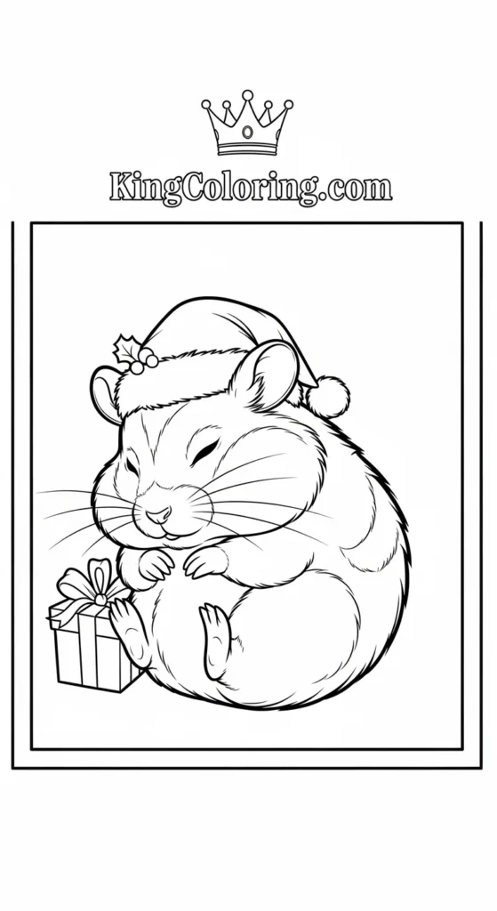 Hamster coloring pages featuring a small hamster curled up sleeping alone