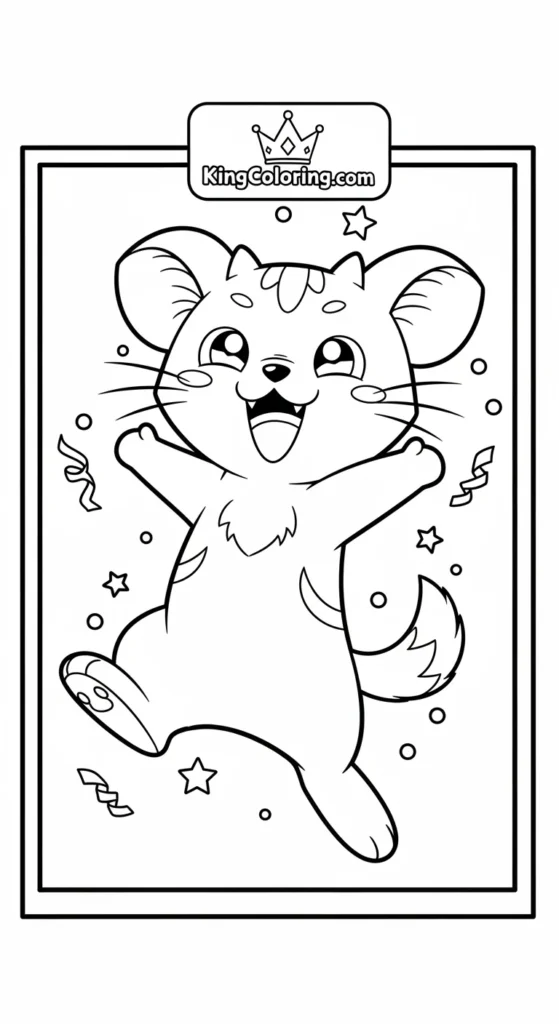 Hamtaro coloring pages depicting Hamtaro standing on legs