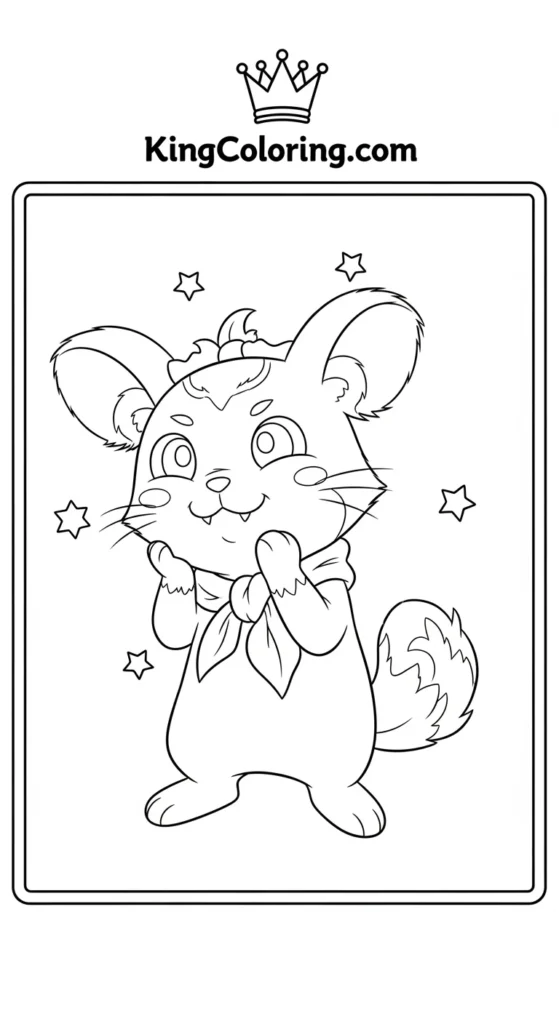 Hamtaro coloring pages depicting Hamtaro tilting head cutely