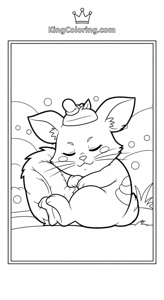 Hamtaro coloring pages featuring Hamtaro curled up sleeping
