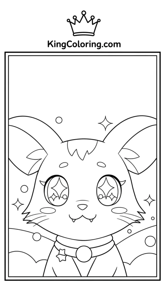 Hamtaro coloring pages featuring Hamtaro with big sparkling eyes