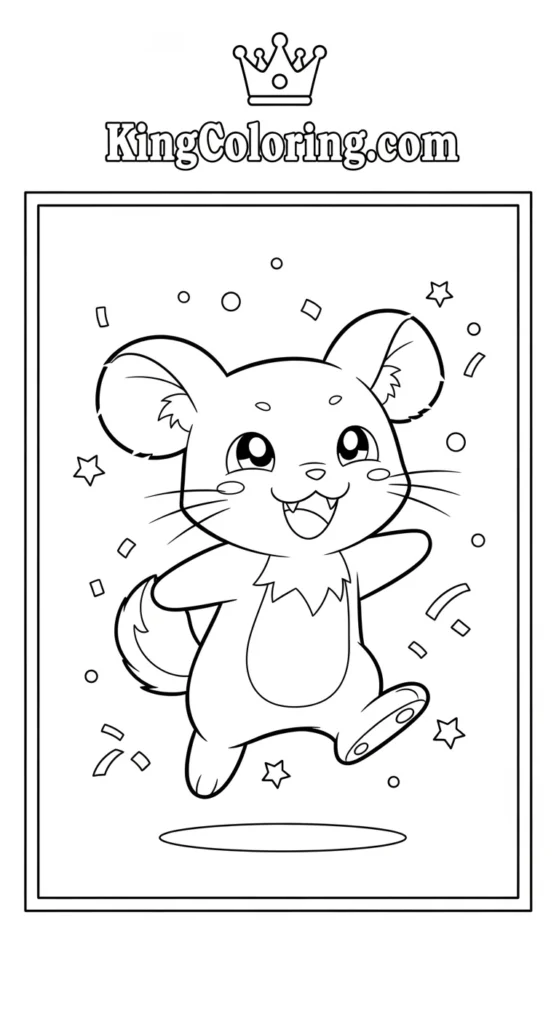 Hamtaro coloring pages illustrating Hamtaro jumping lightly