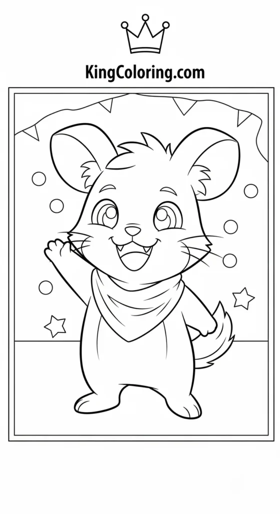Hamtaro coloring pages illustrating Hamtaro waving happily