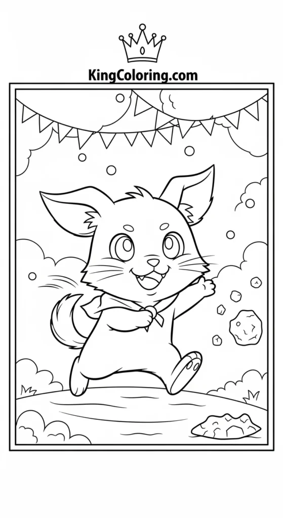 Hamtaro coloring pages showing Hamtaro chasing crumbs