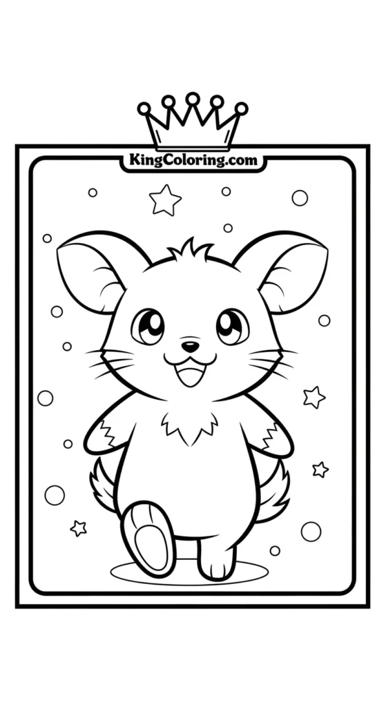 Hamtaro coloring pages showing Hamtaro walking toward the viewer
