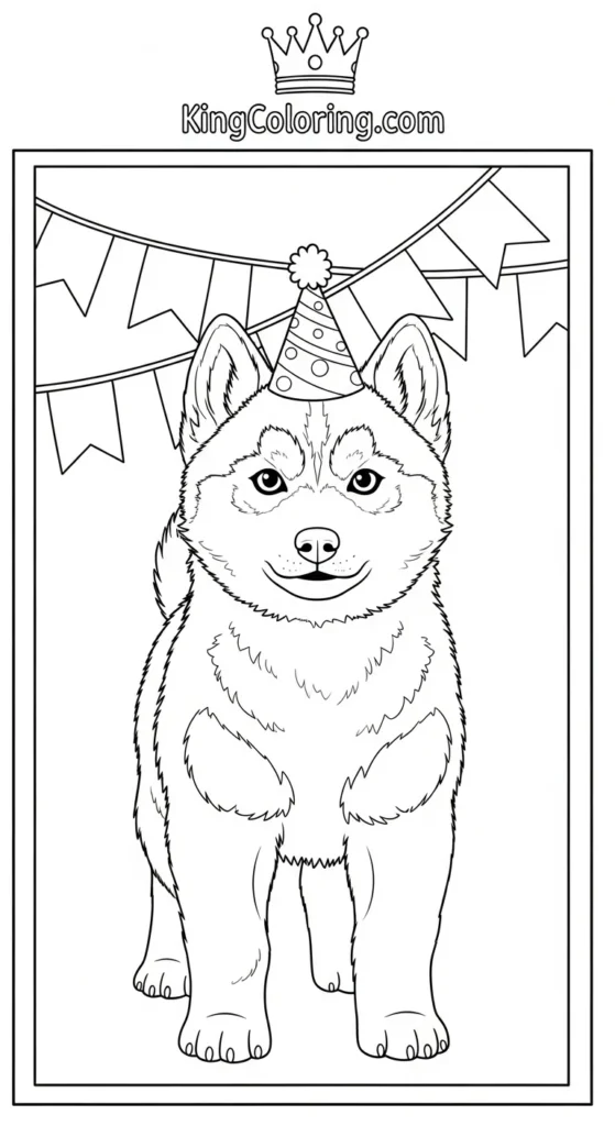 Husky coloring pages depicting a baby husky