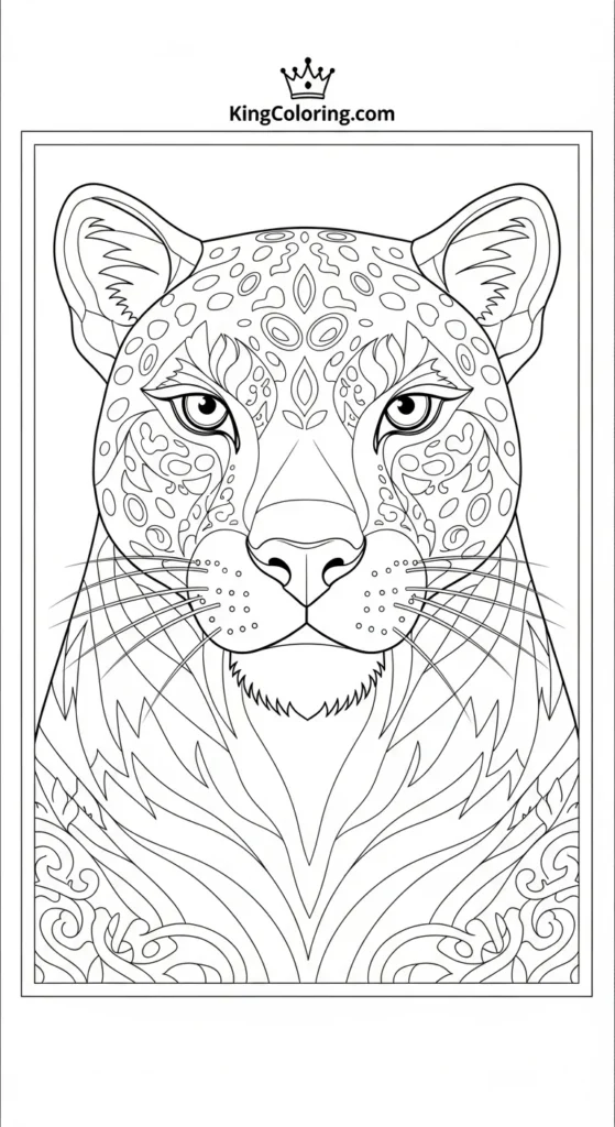 Jaguar Head With Whiskers Coloring Page