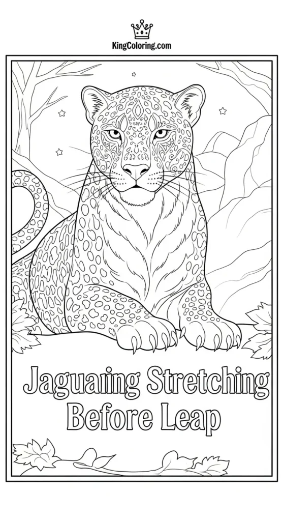Jaguar Stretching Before Leap Coloring
