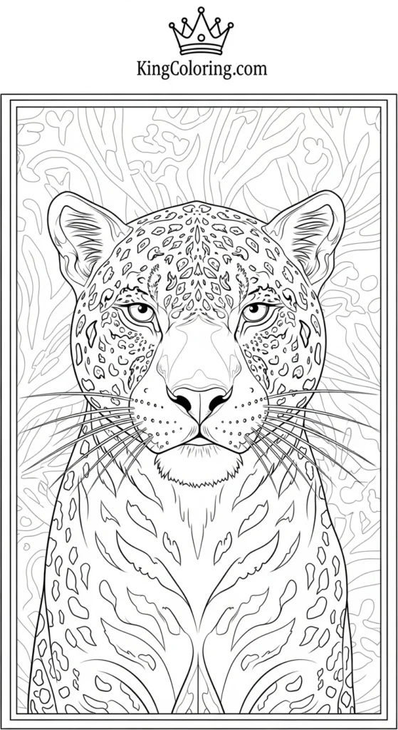 Jaguar With Spots Close-Up Coloring Sheet