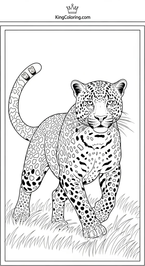 Leopard Sprinting Across Open Plains Coloring Sheet,