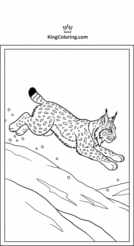 Lynx leaping over snow drift