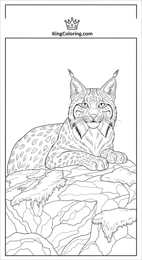 Lynx lounging on mossy rock