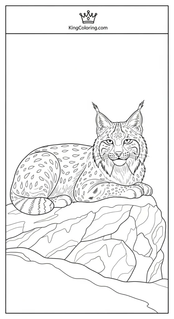 Lynx resting on frosty rock