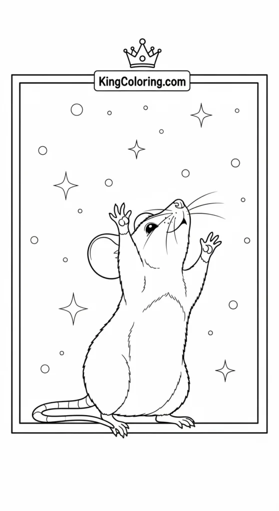 Mice coloring pages illustrating a mouse peeking