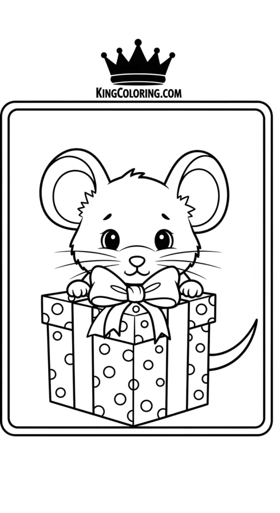 Mice coloring pages showing a mouse peeking from behind a small object